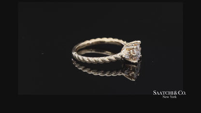 Judith Ripka 14K (585) Yellow Gold Natural Diamond Square Illusion Band Ring
