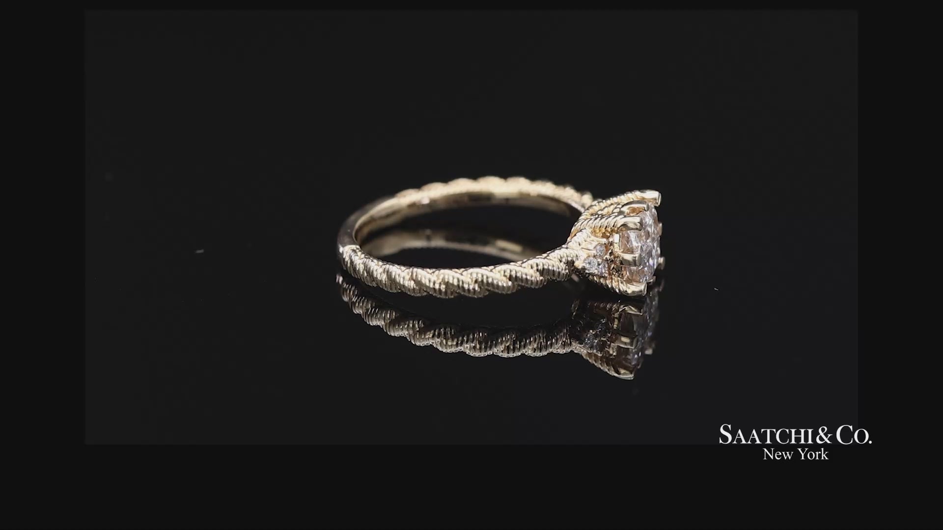 Judith Ripka 14K (585) Yellow Gold Natural Diamond Square Illusion Band Ring