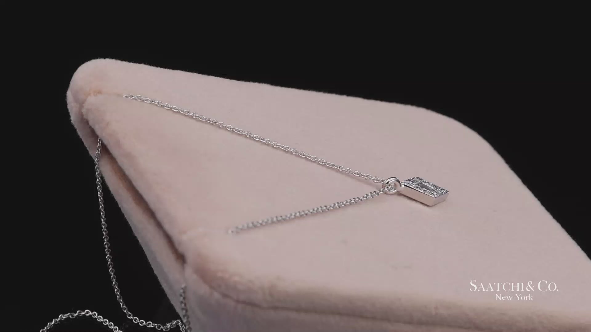 18K(750) White Gold Natural Diamond Rhombus Shape Pendant Necklace with Chain