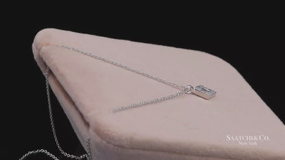 18K(750) White Gold Natural Diamond Rhombus Shape Pendant Necklace with Chain