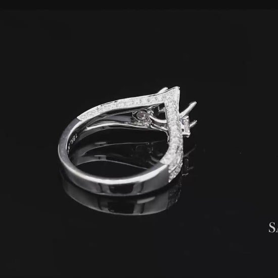 18K (750) White Gold Natural Brilliant Diamond Semi Mount Ring Size 6.5