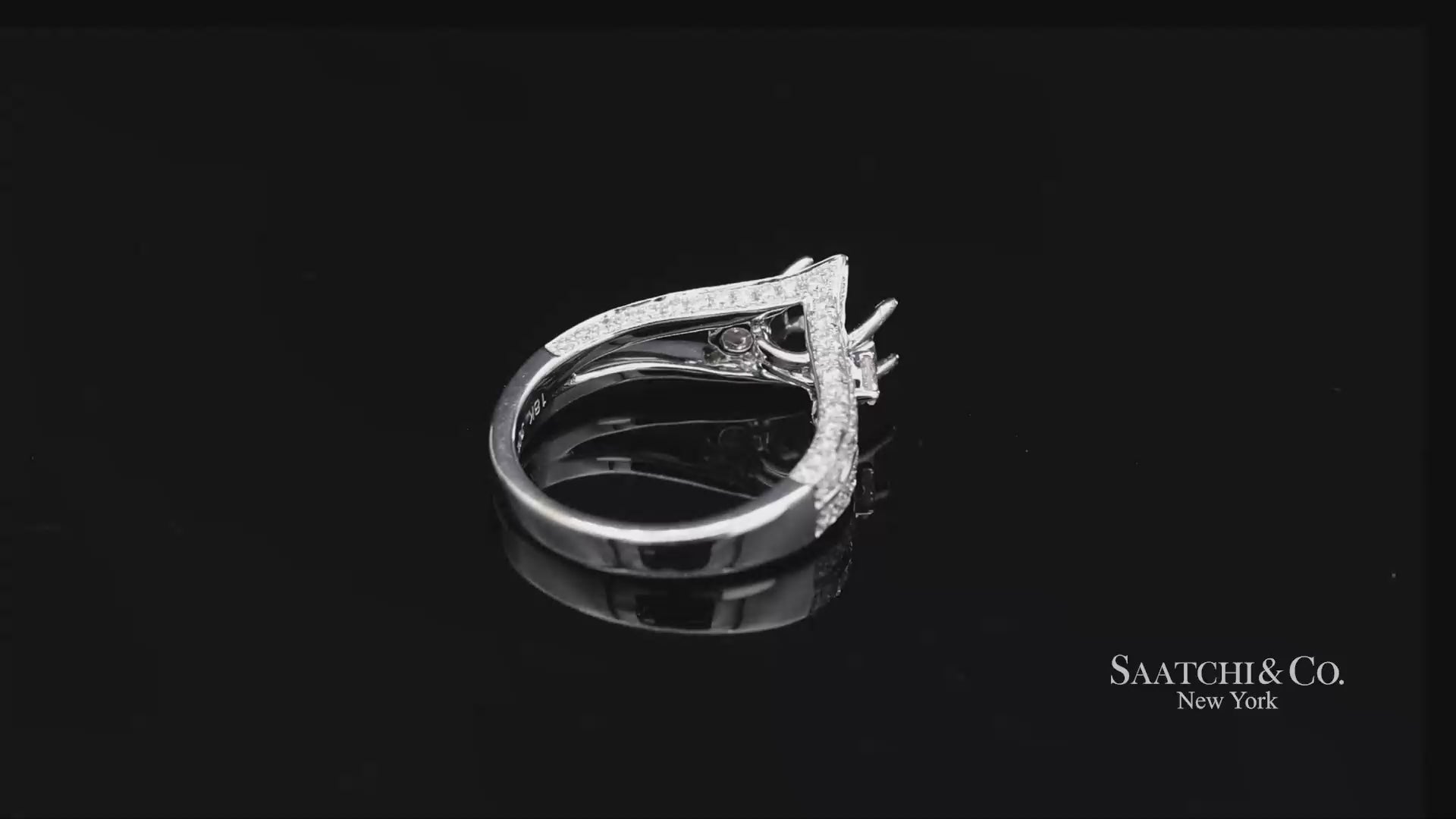 18K (750) White Gold Natural Brilliant Diamond Semi Mount Ring Size 6.5