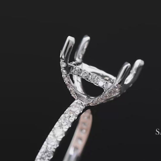 14K (585) White Gold Lab CVD Brilliant Diamond Semi Mount Ring Size 7