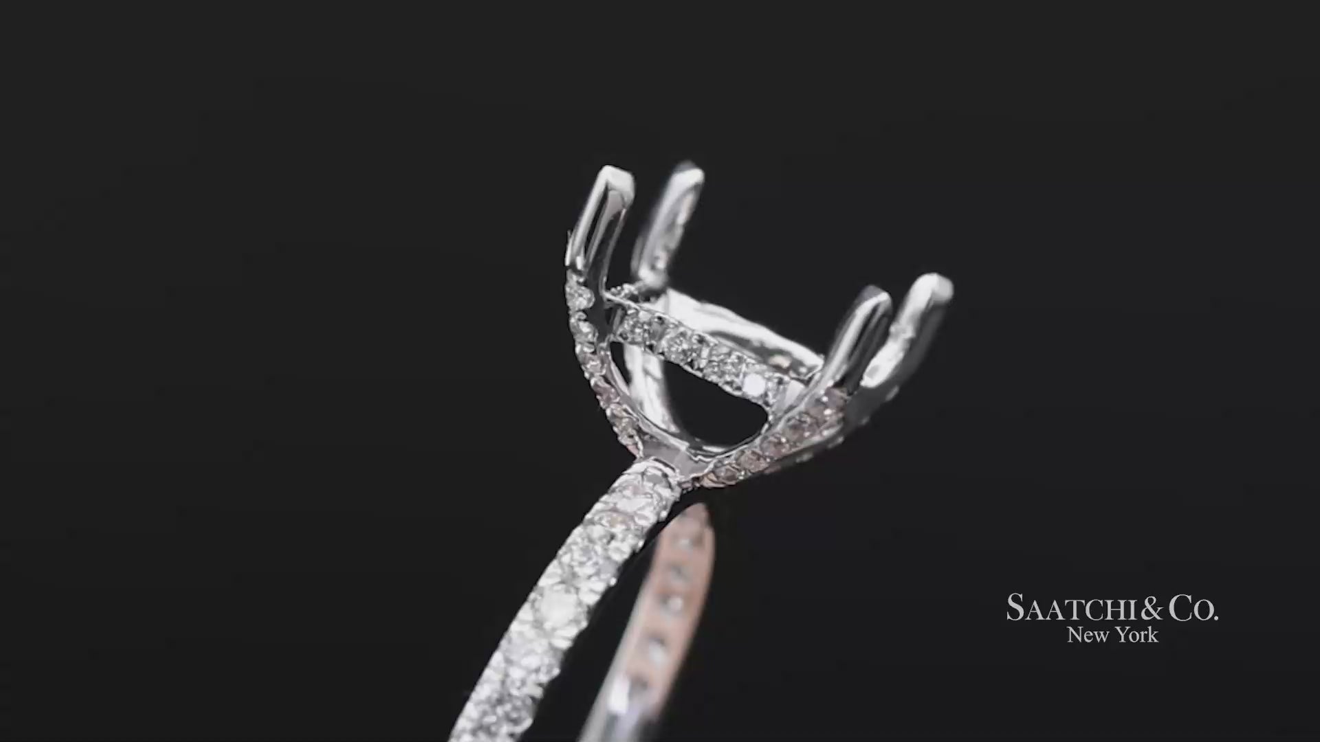 14K (585) White Gold Lab CVD Brilliant Diamond Semi Mount Ring Size 7