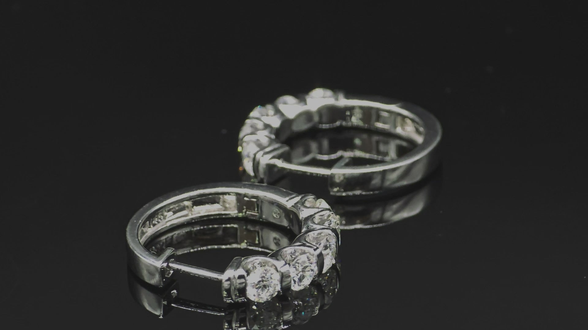 Natural Diamond Hoop Earrings 14K (585) White Gold