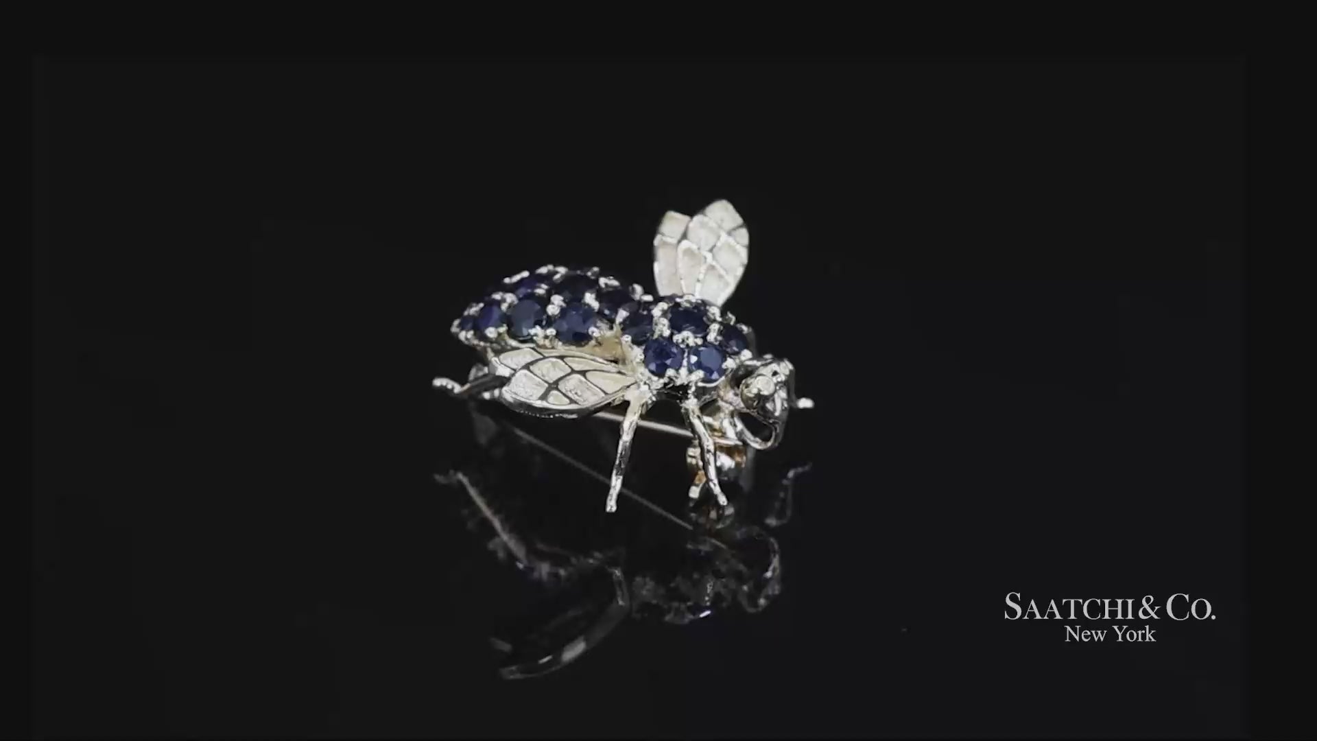 14K (585) Yellow Gold Natural Sapphire Bee Shape Brooch/Pin