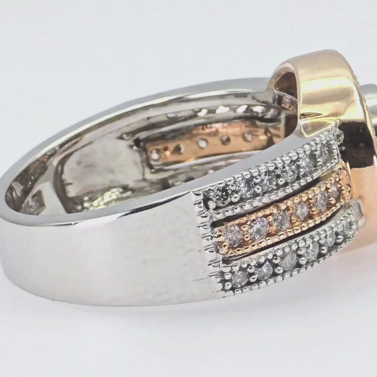 14K (585) White and Rose Gold Natural Diamond Ring