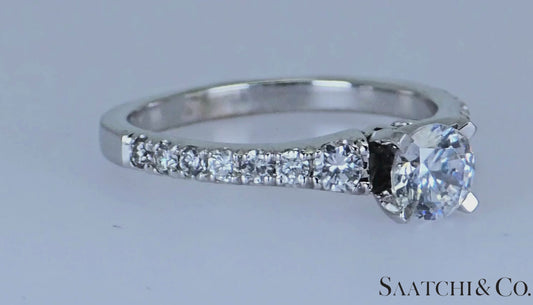 18K White Gold - Natural Diamond Solitaire ring; Engagement/Anniversary/Wedding