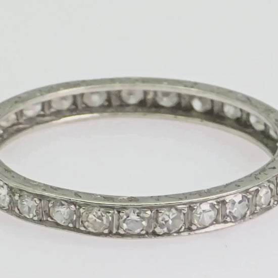 Platinum (950) Old Vintage Band Hand Engrave Natural Single Cut Diamond Size 6.5