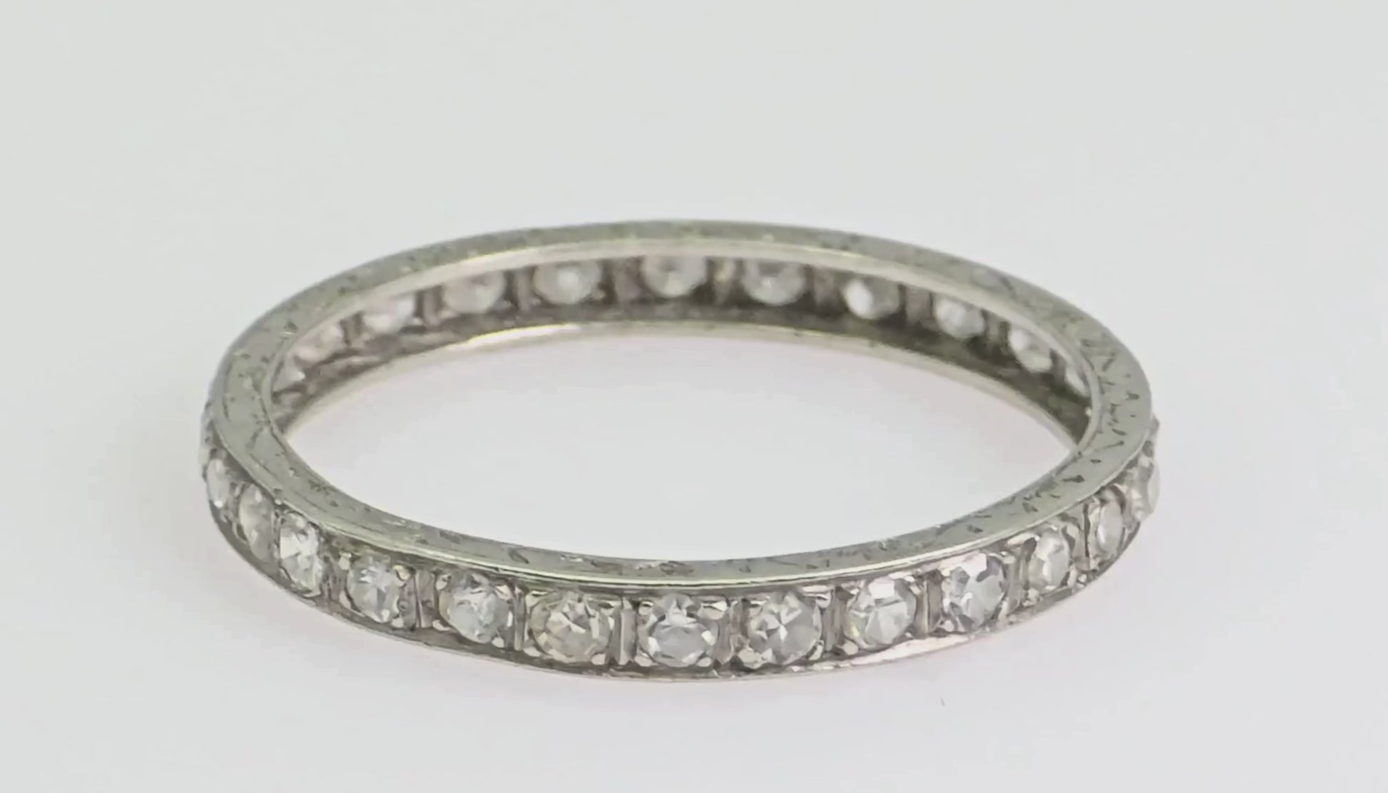 Platinum (950) Old Vintage Band Hand Engrave Natural Single Cut Diamond Size 6.5