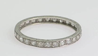 Platinum (950) Old Vintage Band Hand Engrave Natural Single Cut Diamond Size 6.5