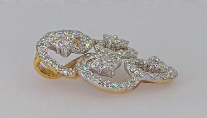 18k (750) White and Yellow Gold Natural Diamond Brooch / Pin