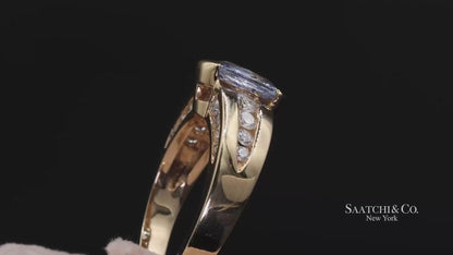 Vintage 14K Yellow Gold Natural Blue Sapphire and Diamond Ring