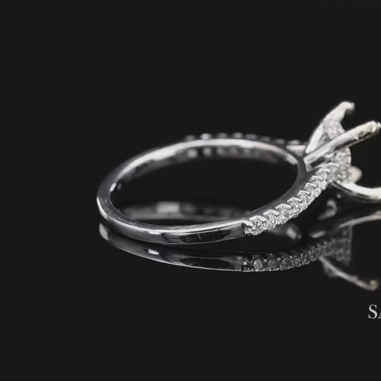 14K (585) White Gold Natural Brilliant Diamond Semi Mount Ring Size 7