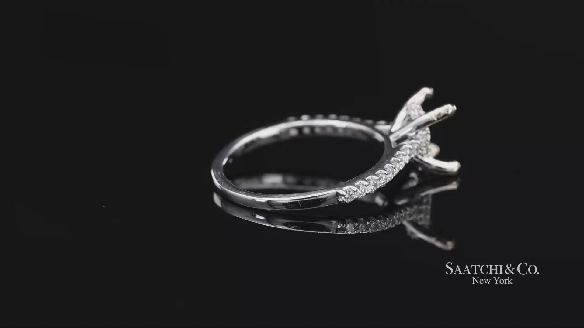 14K (585) White Gold Natural Brilliant Diamond Semi Mount Ring Size 7