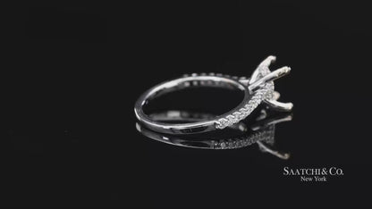 14K (585) White Gold Natural Brilliant Diamond Semi Mount Ring Size 7