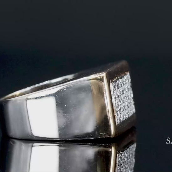 18k (750) Two Tone White Yellow Gold Natural Diamond Ring