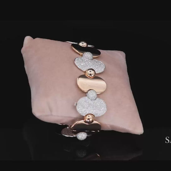 18k (750) Two Tone White and Rose Gold Natural Diamond Tennis Bracelet