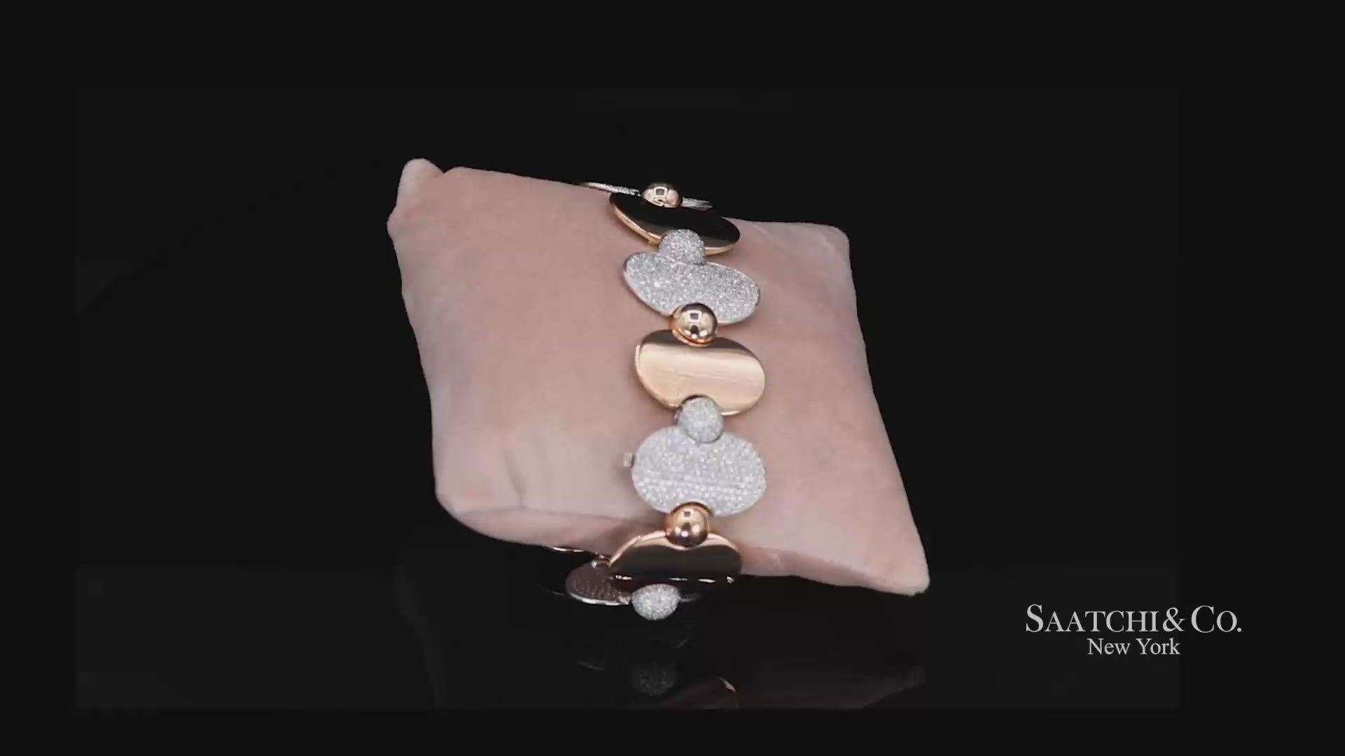 18k (750) Two Tone White and Rose Gold Natural Diamond Tennis Bracelet