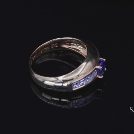 18k (750) Yellow Gold Natural Blue Sapphire and Natural Diamond Ring