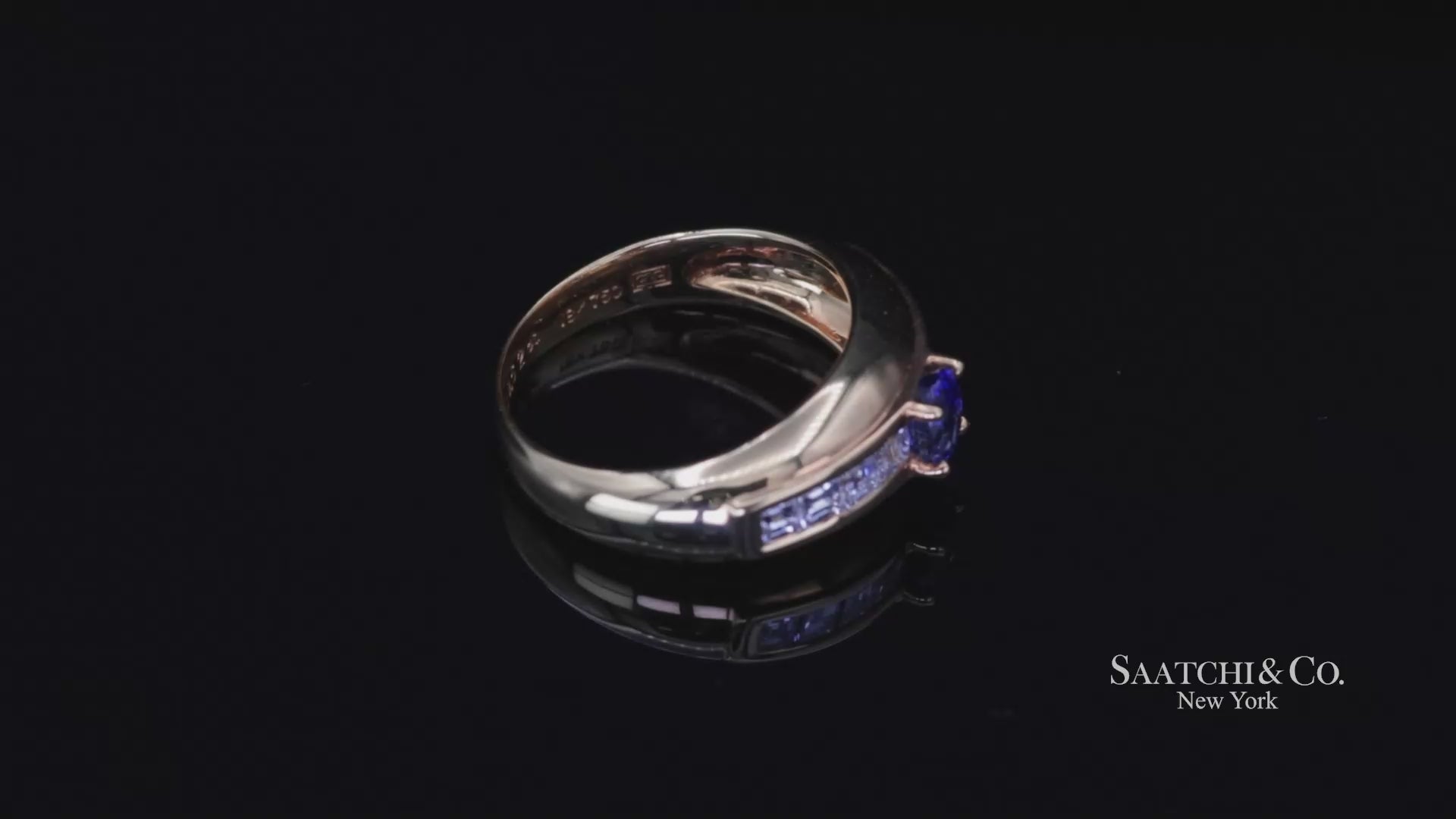 18k (750) Yellow Gold Natural Blue Sapphire and Natural Diamond Ring