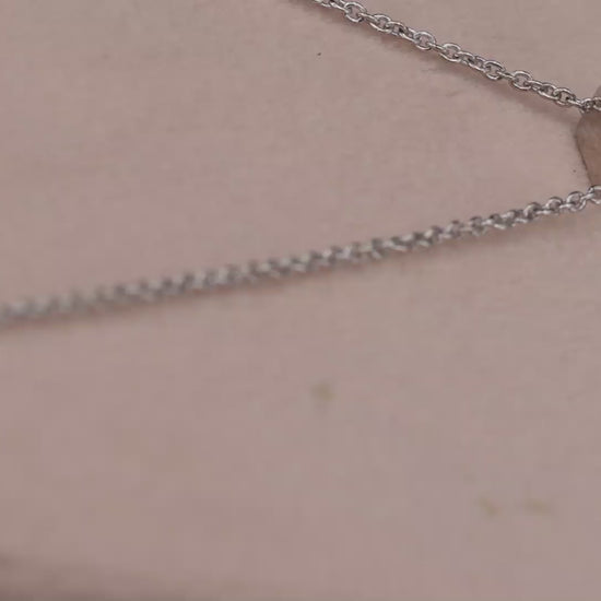 18K(750) White Gold Natural Diamond Square Box Shape Pendant Necklace with Chain