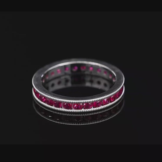14K(585) Solid White Gold Hand Milgrain Band Ring