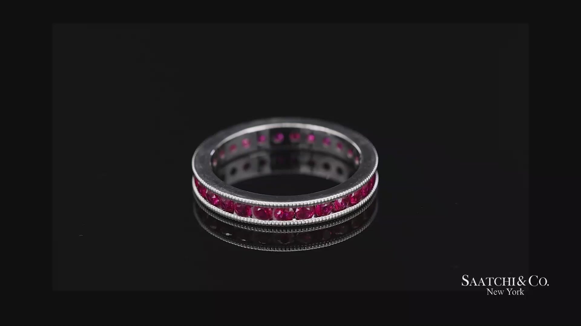 14K(585) Solid White Gold Hand Milgrain Band Ring