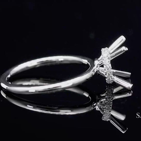 18K(750) White Gold Natural Brilliant Diamond Mounting Ring