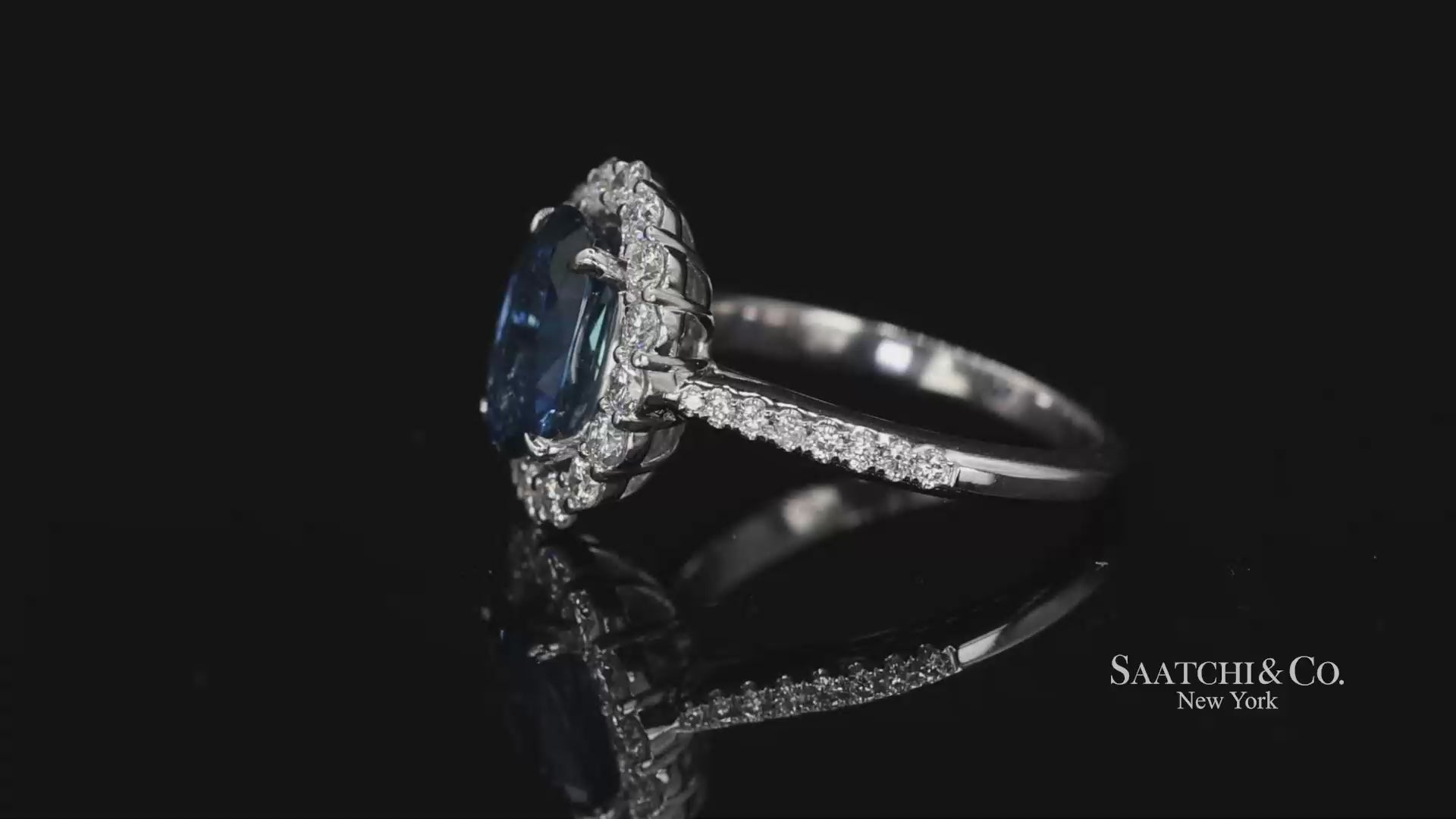 18K White Gold Natural Sapphire and Diamond Ring