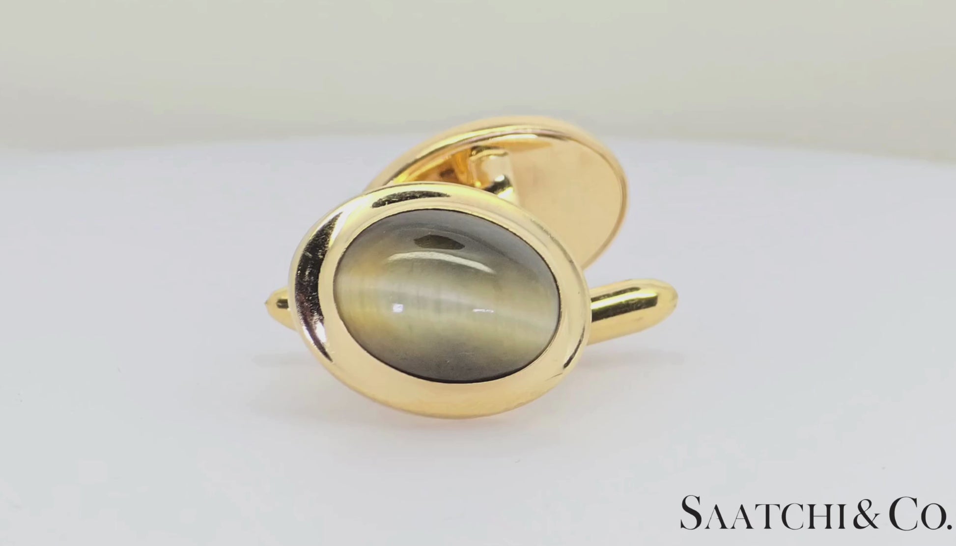 14K (585) Yellow gold - Natural Tiger eye's Top Quality: Cufflinks