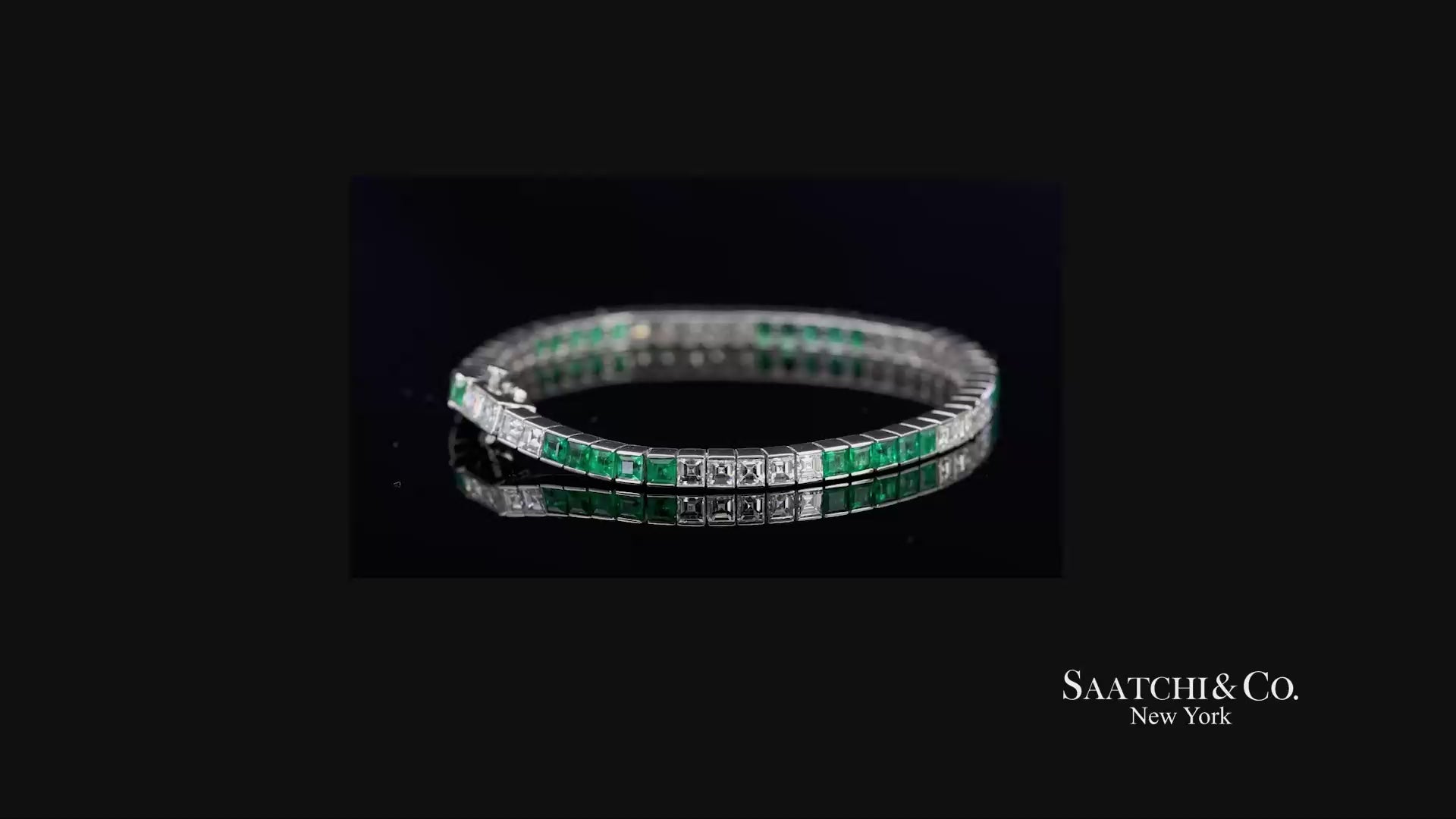Platinum 950 Custom Made Natural Diamond and Emerald Bezel Tennis Bracelet
