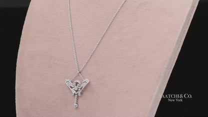 18K(750) White Diamond Vintage Pendant with Chain Necklace