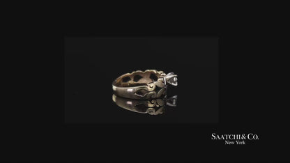 0.13 Ct Natural Diamond 14K Yellow Gold Openwork Scroll Design Ring