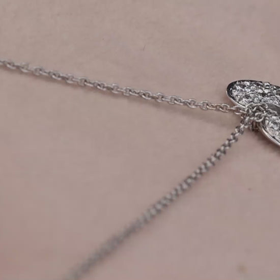 18K(750) White Gold Natural Diamond Heart Shape Pendant Necklace with Chain