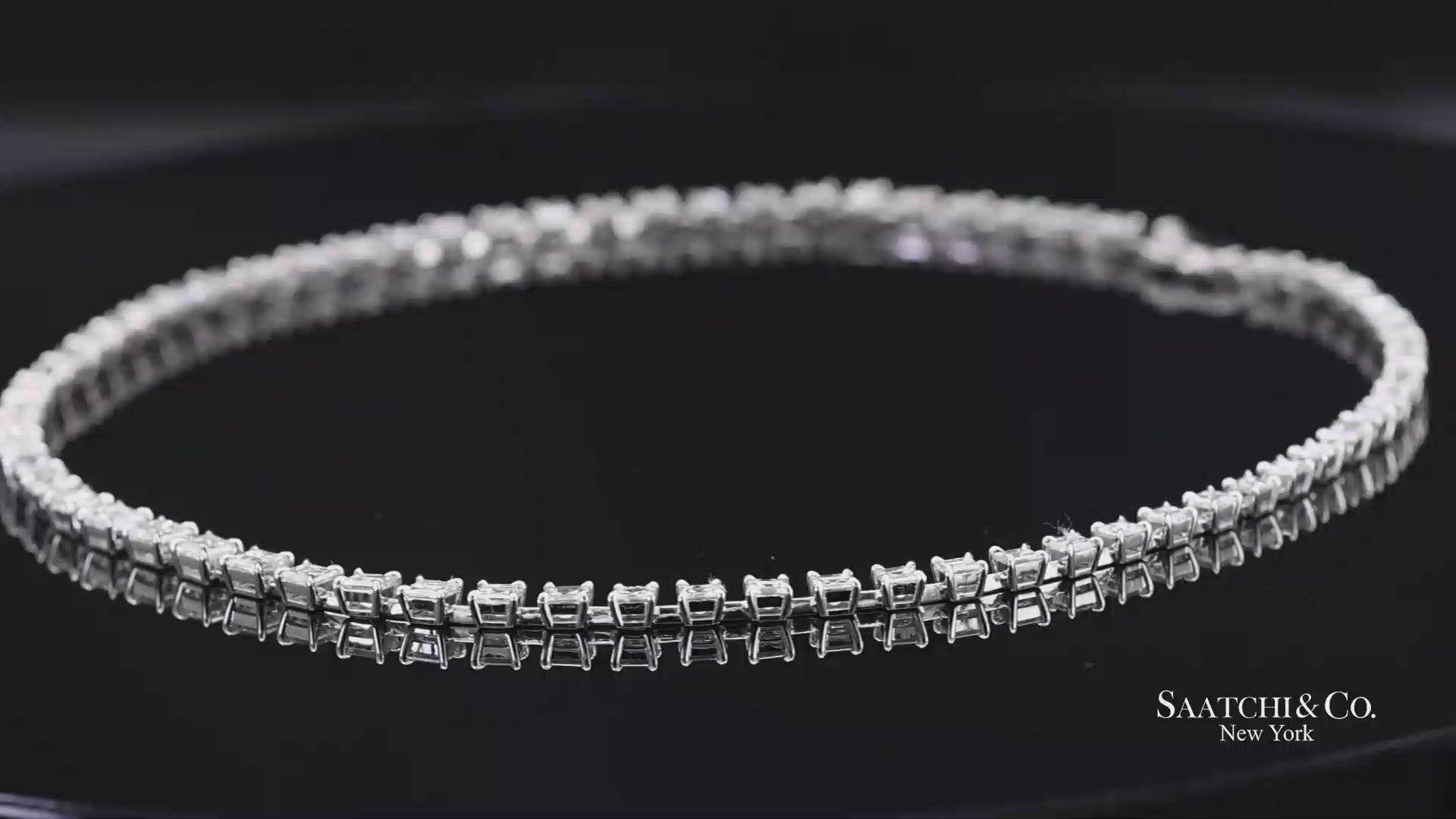 18K(750) White Gold Carre Cut Natural Diamond Tennis Necklace