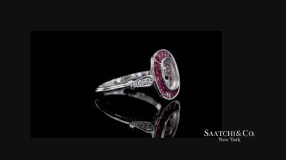 14K White Gold 0.10 ct Natural Diamond and 1.10 ct Natural Ruby Semi Mount Ring