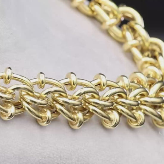18K(750) Solid Yellow Gold Graduated Byzantine Chain Necklace