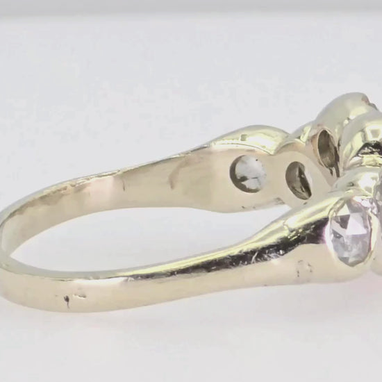 14k (585) White Gold Natural Rose Cut 1.4 Ct White Diamond, Size 5.5