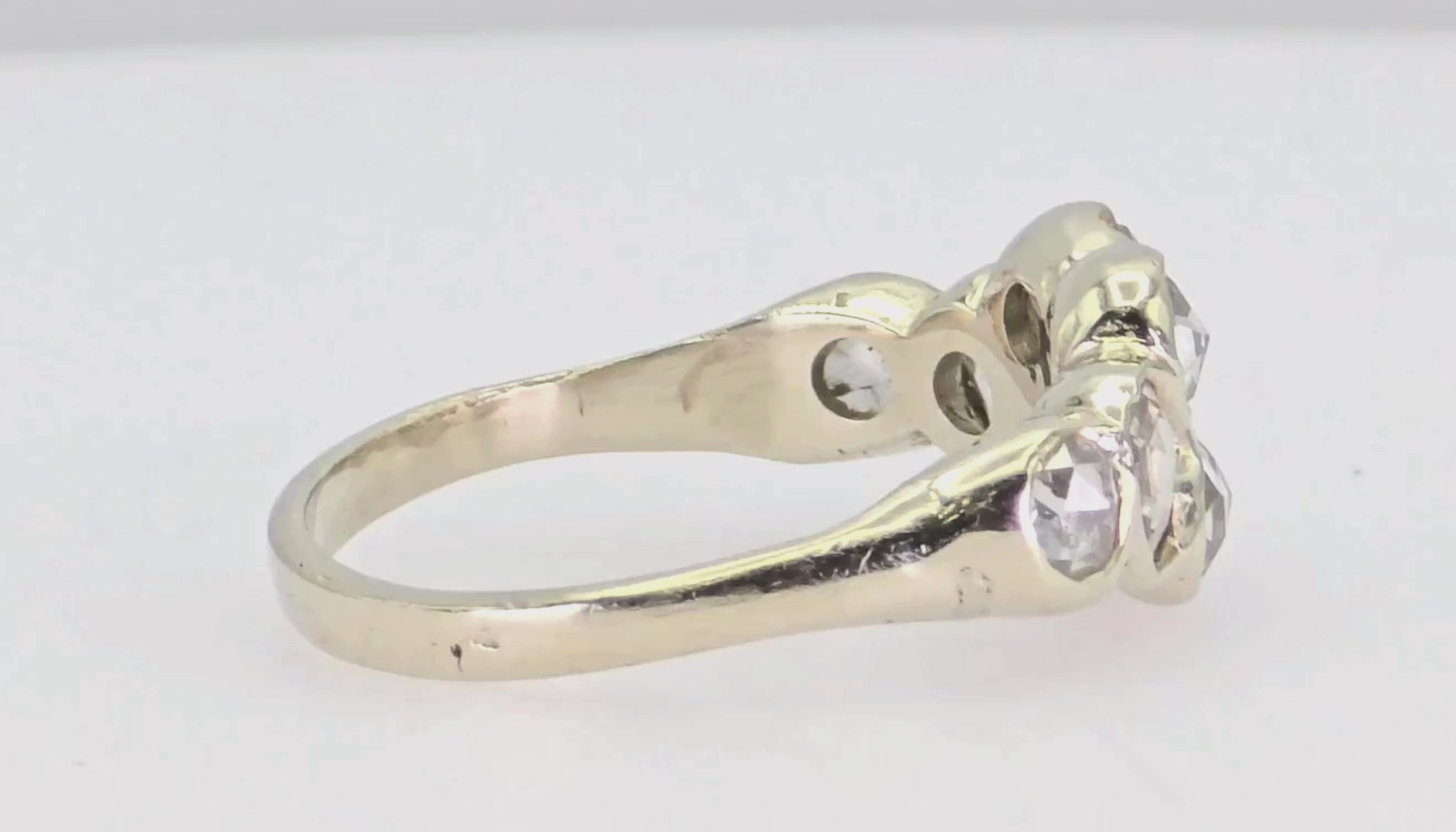 14k (585) White Gold Natural Rose Cut 1.4 Ct White Diamond, Size 5.5