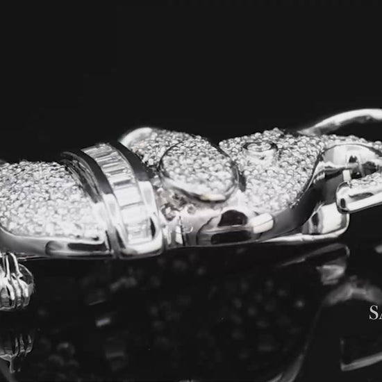 18K (750) White Gold Natural Diamond Elephant Brooch/Pin