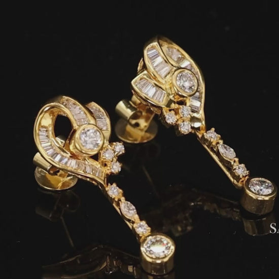 20k Yellow Gold Dangling Diamond Earring