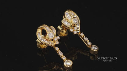 20k Yellow Gold Dangling Diamond Earring