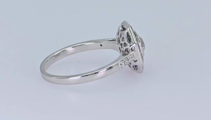 18K (750) White Gold Cushion Shape Natural Diamond Sapphire Emerald: Ring