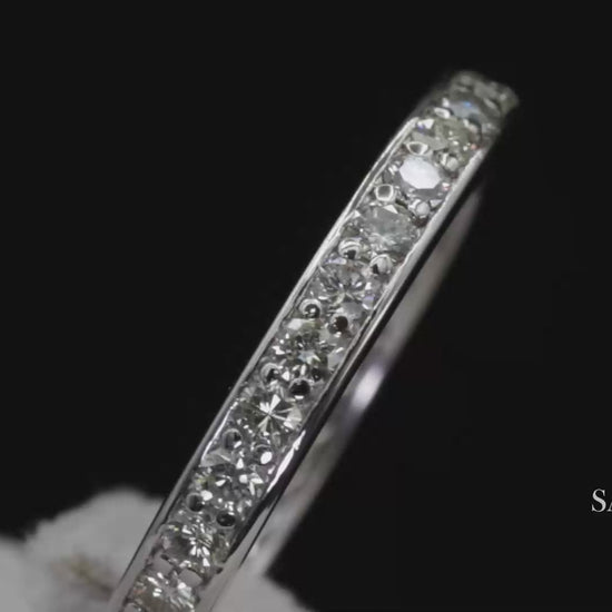 14k (585) White Gold Natural Diamond Eternity Band Size 6.5