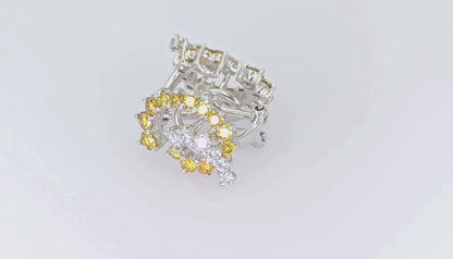 18k (750) White Gold Natural Fancy Yellow and White Diamond Earrings
