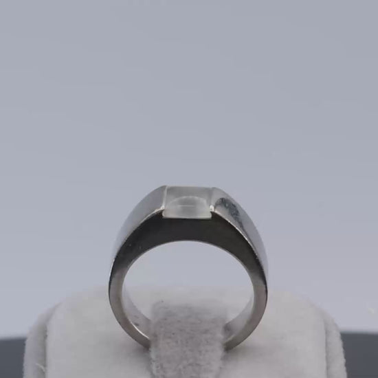 Vintage 18K (750) White Gold Original Authentic Cartier Tank Moonstone Ring