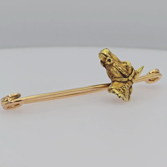 Vintage Horse Pin Brooch - 18K (750) Yellow Gold 7.8 Grams