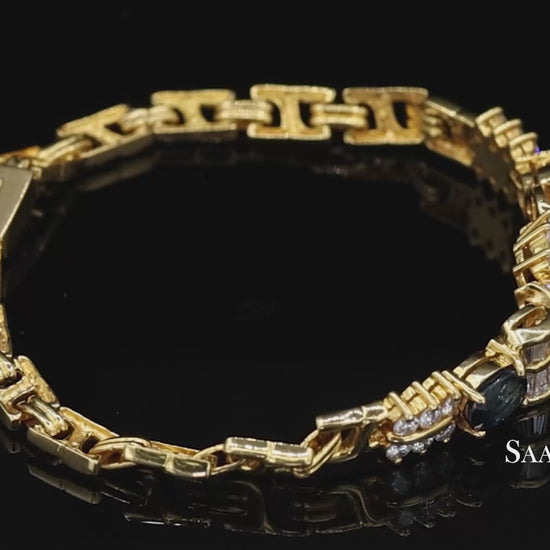 20k (850) Yellow Gold Natural Sapphire and Natural Diamond Bracelet