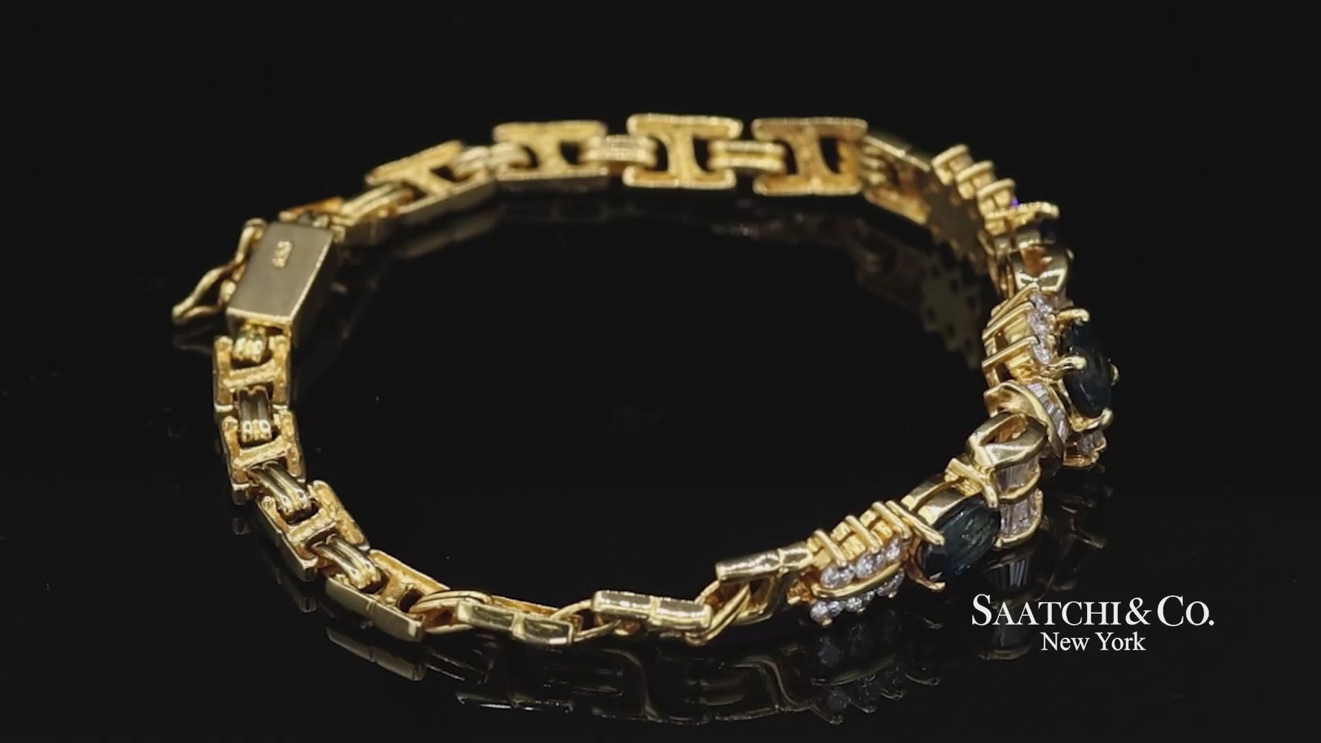 20k (850) Yellow Gold Natural Sapphire and Natural Diamond Bracelet
